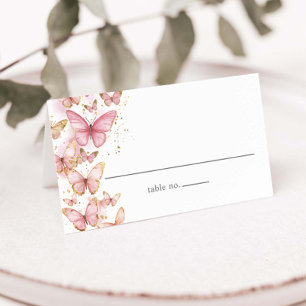 ピンクかわいらし蝶スイーツ16カンス誕生日 プレイスカード