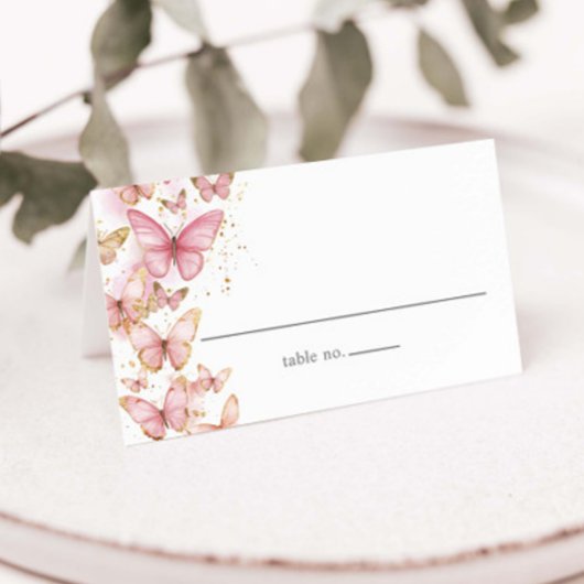 ピンクかわいらし蝶スイーツ16カンス誕生日 プレイスカード