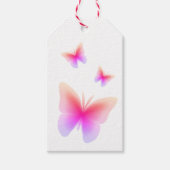 ピンクかわいらし蝶プリント ギフトタグ (正面)