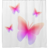 ピンクかわいらし蝶プリント シャワーカーテン (正面)