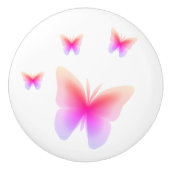 ピンクかわいらし蝶プリント セラミックノブ (正面)