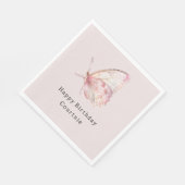 ピンクかわいらし蝶誕生日 スタンダードランチョンナプキン (角)