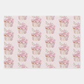 ピンクかわいらし蝶誕生日 ラッピングペーパーシート (正面3)