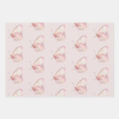 ピンクかわいらし蝶誕生日 ラッピングペーパーシート (正面)