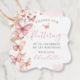 ピンクかわいらし蝶12日23日5誕生日 フェイバータグ