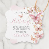 ピンクかわいらし蝶12日23日5誕生日 フェイバータグ (裏面)