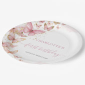 ピンクかわいらし蝶12日23日5誕生日 ペーパープレート (アングル)