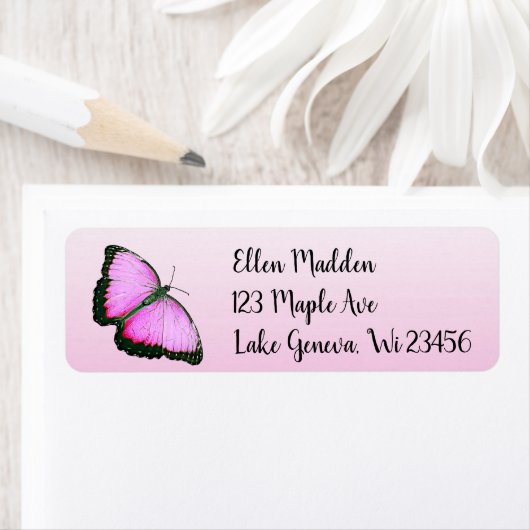 ピンクかわいらし蝶 ラベル (インサイチュ)