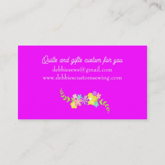 ピンクかわいらし裁縫機 名刺 (裏面)