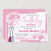 ピンクかわいらし誕生日スパパーティー 招待状 (正面/裏面)