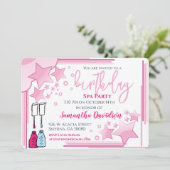 ピンクかわいらし誕生日スパパーティー 招待状 (スタンド正面)