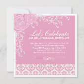 ピンクかわいらし誕生日パーティーの招待 招待状 (裏面)