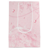 ピンクかわいらし赤面エレガントパールブライダルシャワー ミディアムペーパーバッグ (裏面)
