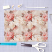 ピンクかわいらし赤面クリームバラフローラブライダルシャワー 薄葉紙 (クラフト)