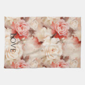 ピンクかわいらし赤面クリームバラフローラ キッチンタオル (横)