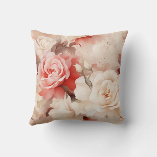 ピンクかわいらし赤面クリームバラフローラ クッション (裏面)