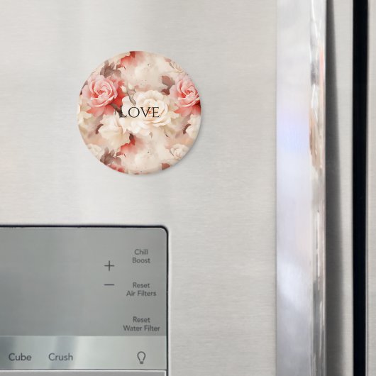 ピンクかわいらし赤面クリームバラフローラ マグネット (インサイチュ (冷蔵庫))