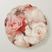 ピンクかわいらし赤面クリームバラフローラ ラウンドクッション (裏面)