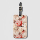 ピンクかわいらし赤面クリームフローラ ラゲッジタグ (正面縦)