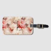 ピンクかわいらし赤面クリームフローラ ラゲッジタグ (正面横)