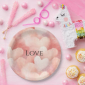 ピンクかわいらし赤面ハートラブ ペーパープレート (パーティー)