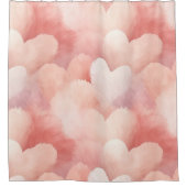 ピンクかわいらし赤面ハート シャワーカーテン (正面)