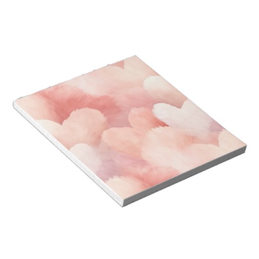 ピンクかわいらし赤面ハート ノートパッド (アングル)