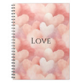 ピンクかわいらし赤面ハート ノートブック (正面)