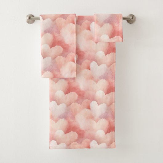 ピンクかわいらし赤面ハート バスタオルセット (インサイチュ)