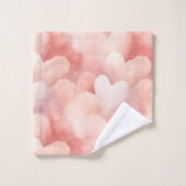 ピンクかわいらし赤面ハート バスタオルセット (ウォッシュタオル)