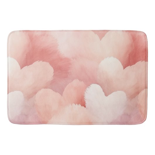 ピンクかわいらし赤面ハート バスマット (正面)