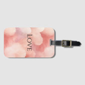 ピンクかわいらし赤面ハート ラゲッジタグ (正面横)