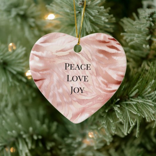 ピンクかわいらし赤面バラグラムゼブラアニマルプリント セラミックオーナメント (ツリー)