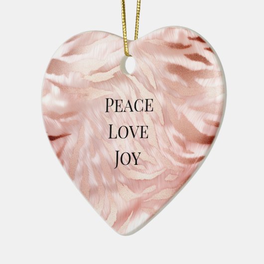 ピンクかわいらし赤面バラグラムゼブラアニマルプリント セラミックオーナメント (左)