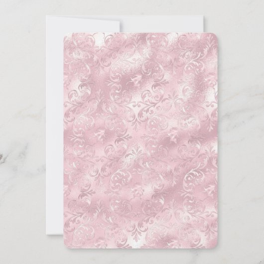 ピンクかわいらし赤面パールエレガントブライダルシャワー 招待状 (裏面)