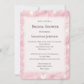 ピンクかわいらし赤面パールエレガントブライダルシャワー 招待状 (正面)