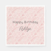 ピンクかわいらし赤面パール誕生日 スタンダードランチョンナプキン (正面)
