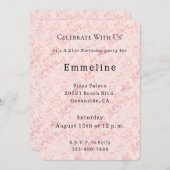 ピンクかわいらし赤面パール誕生日 招待状 (正面/裏面)