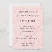 ピンクかわいらし赤面パール誕生日 招待状 (正面)