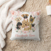 ピンクかわいらし赤面フローラ子犬童女 クッション (ブランケット)