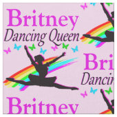 ピンクかわいらし踊りクイーンパーソナライズされた織物 ファブリック (クローズアップ)