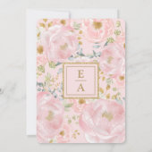 ピンクかわいらし金ゴールドウォーターカラーフローララグジュアリー結婚ズ 招待状 (裏面)