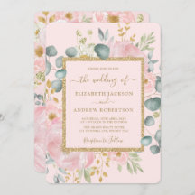 ピンクかわいらし金ゴールドウォーターカラーフローララグジュアリー結婚ズ