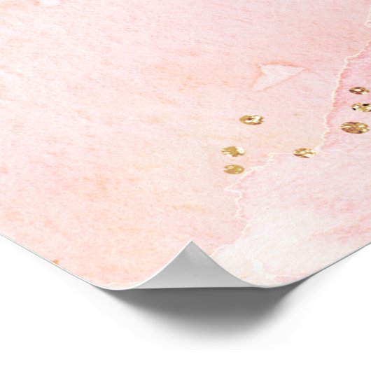 ピンクかわいらし金ゴールドグリッタースウィート16ウェルカムサイン ポスター (角)