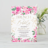 ピンクかわいらし金ゴールドグリッターフローラシックブライダルシャワー 招待状 (スタンド正面)
