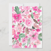 ピンクかわいらし金ゴールドグリッターフローラシックブライダルシャワー 招待状 (裏面)