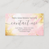 ピンクかわいらし金ゴールドスプレー日焼けサービス 名刺 (裏面)