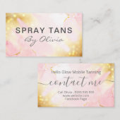 ピンクかわいらし金ゴールドスプレー日焼けサービス 名刺 (正面/裏面)