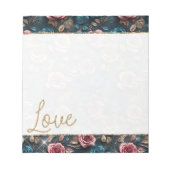 ピンクかわいらし金ゴールドバラグリッターラブ ノートパッド (正面)