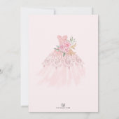 ピンクかわいらし金ゴールドバラプリンセスドレスキンセアニラ 招待状 (裏面)